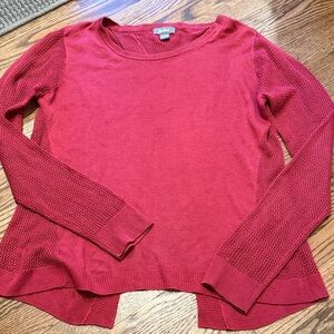 Neiman Marcus Red Crew Neck Sweater with Back detail